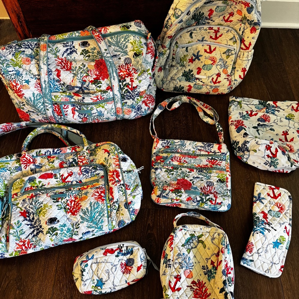 Vera Bradley Shore Thing Beach Backpack Duffle Bag Cosmetic Lunchbox Large Lot